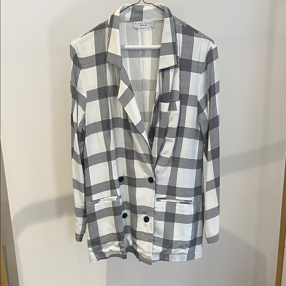 Flynn Skye Black and White Plaid Blazer